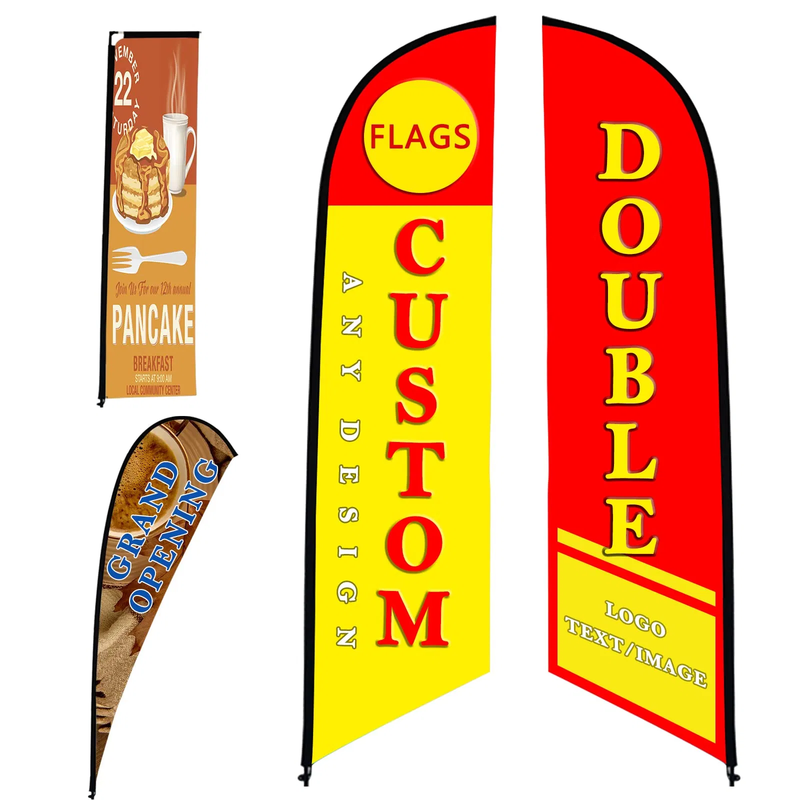 Custom Portable Outdoor Advertising Feather Banner Sport Logo Digital Print Open Promotion Beach Flying Knife Flag