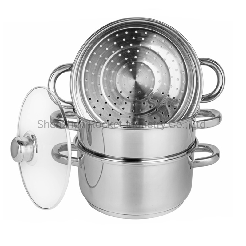 Трехуровневая пароварка из нержавеющей стали