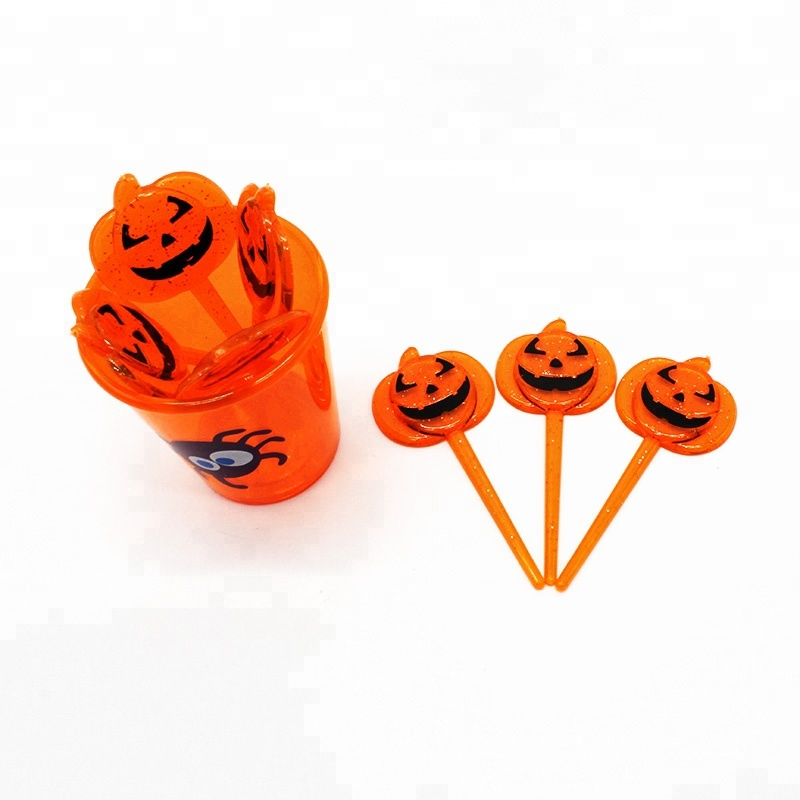 Vibrant Halloween Pumpkin Forks for Creative Fruit Serving