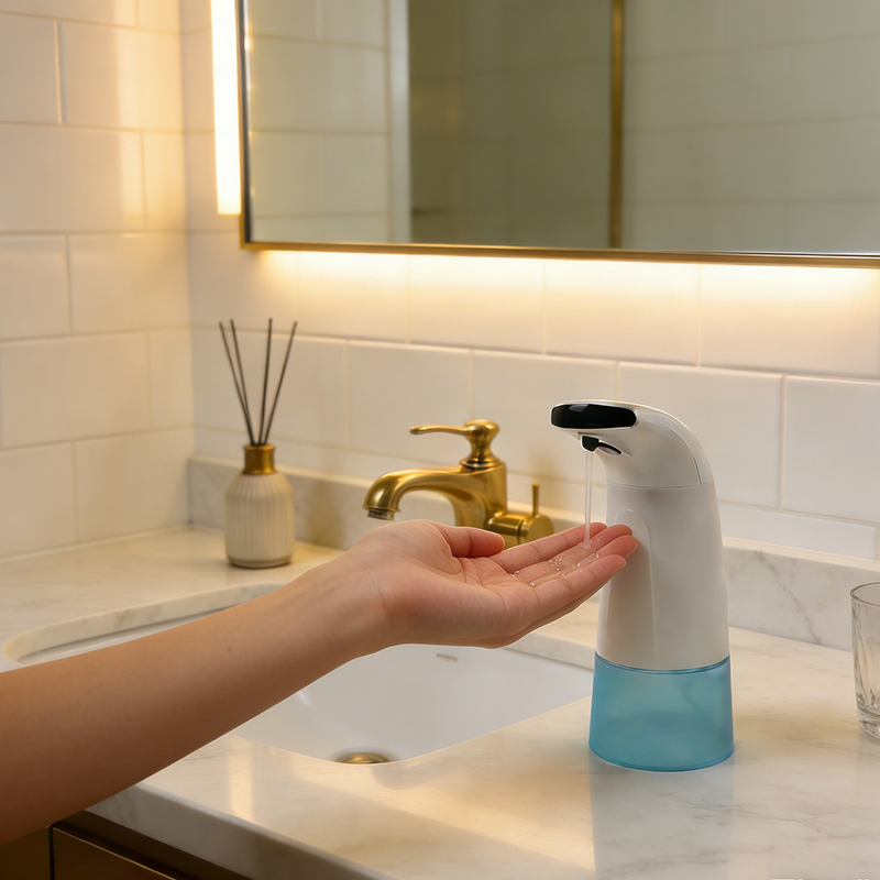Touchless Automatic Soap Dispenser with Infrared Sensor - Countertop Battery Operated Liquid Soap/Sanitizer Dispenser for Bathroom & Kitchen