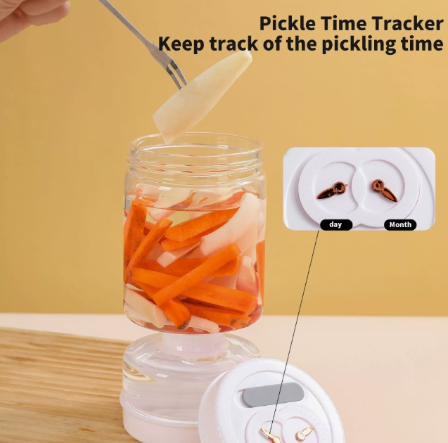 Reusable Food-Grade Glass Pickle Jar with Dry-Wet Separation & Airtight Lid
