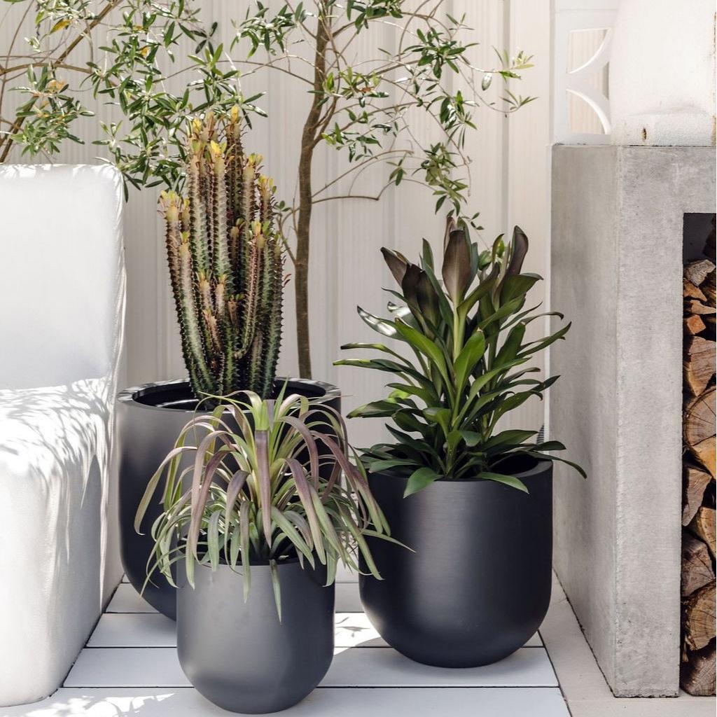 Горшок для цветов круглый каменный стекловолокно