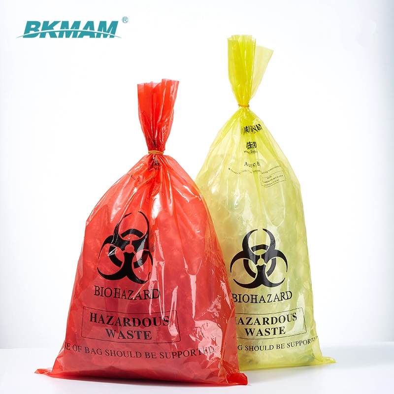 Bkmam Brand Plastic Bio Medical Waste Bags with Biohazard Symbol