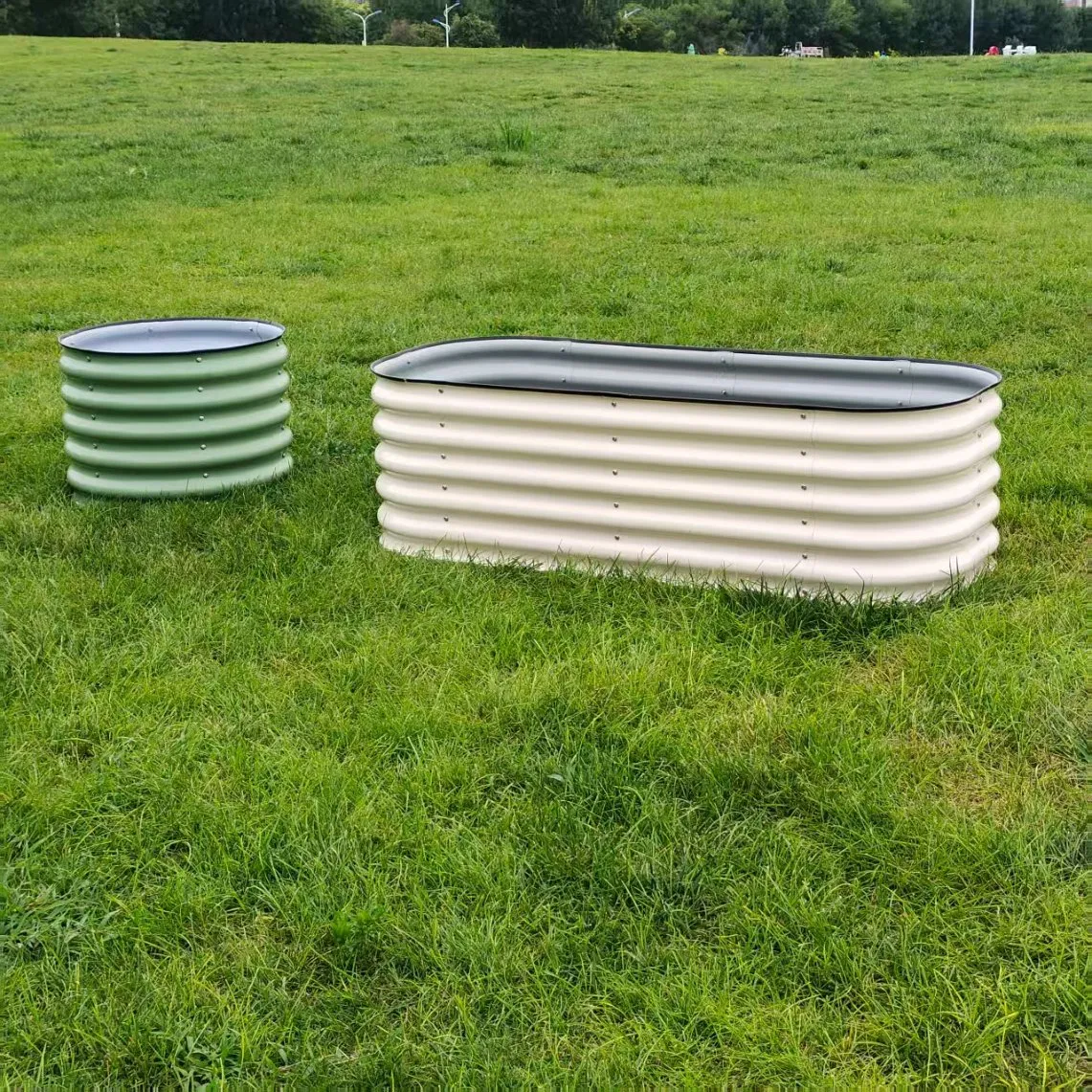 82-Raised Garden Bed Outdoor Raised Bed O-6.5FT*2FT*32in Steel PVDF Planter Box Oval Large Metal Planter Raised Container