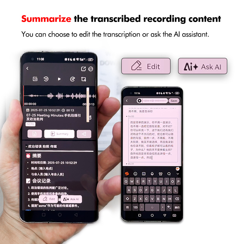 Intelligent Smart Voice Recorder Real Time Recording and Transcription Smart Ai Record Card