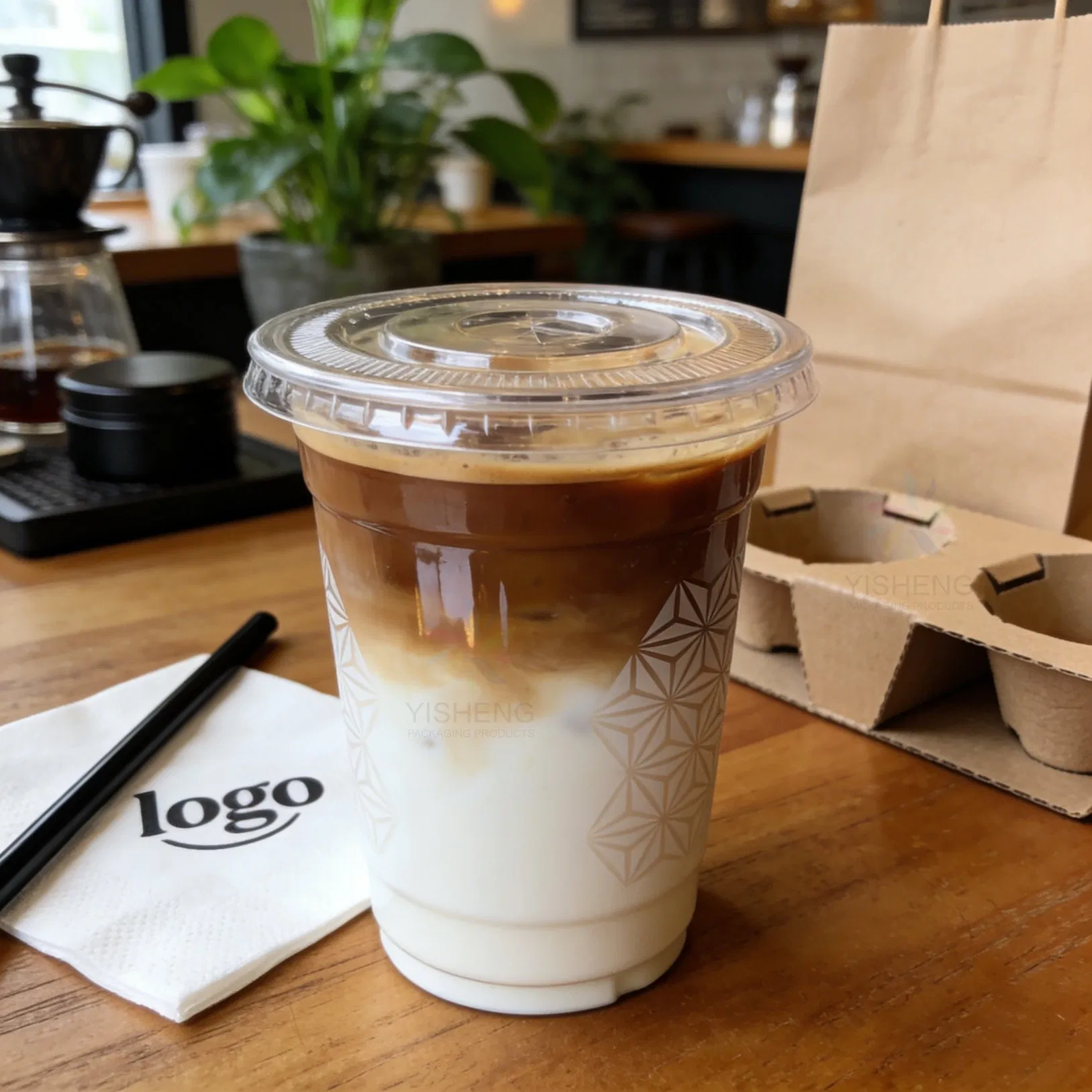 Customize Disposable Colorful Printed Iced Coffee Drinking Pet Cup Double Wall Ice Cream Cardboard Paper Cup with Lid