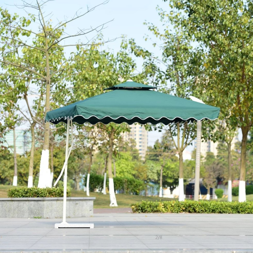 Excellent Big Outdoor Side Pole Roma Garden Umbrella Double Top