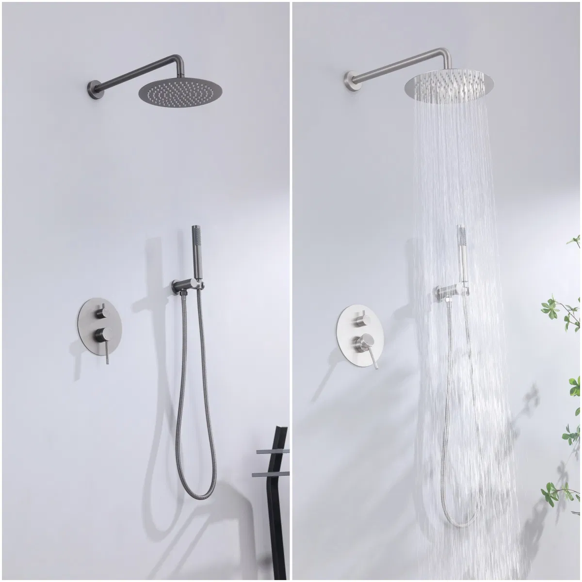 Душевая система с дождевой лейкой, хром