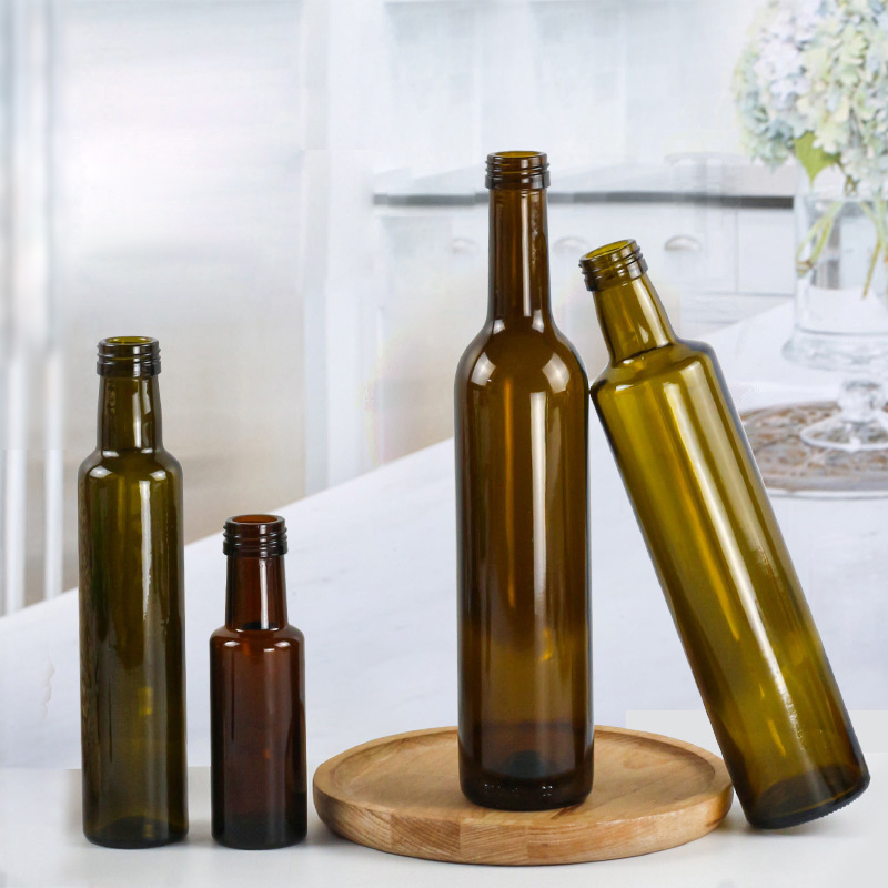 100ml 250ml 500ml 750ml 1L Empty Round Dark Green Cooking Olive Oil Glass Bottles Empty Oil Pour Glass Bottle