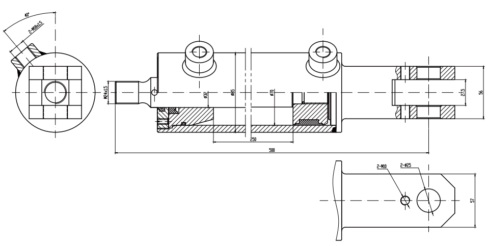 Гидравлический цилиндр для погрузчика 12.5кг, ход 250мм