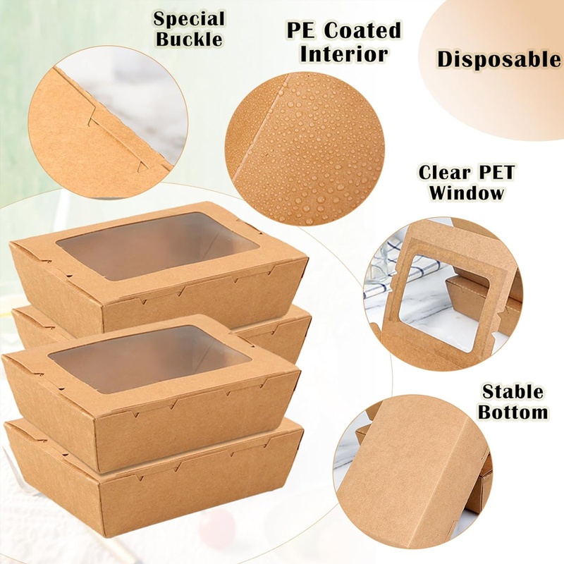 Food Grade Kraft Paper Lunch Box for Restaurant Takeaway
