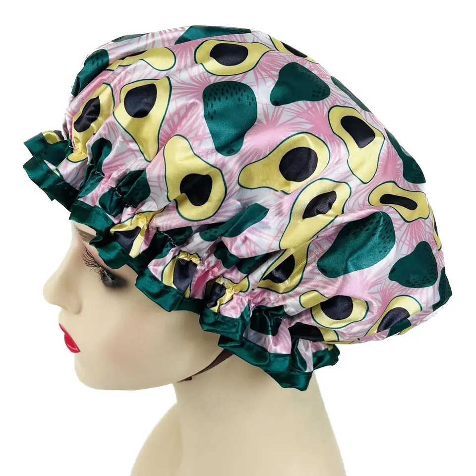 Quiet Girl High Quantity Avocado Shower Caps Satin Waterproof Shower Cap