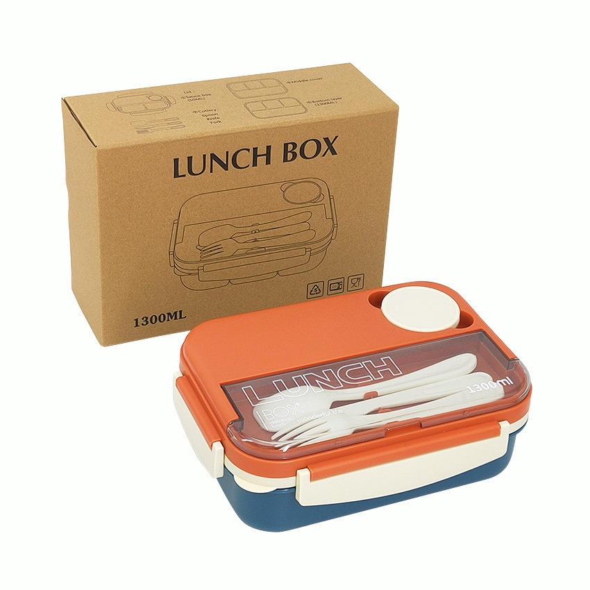 Microwave-Safe 4-Compartment Plastic Lunch Box for Easy Meal Prep