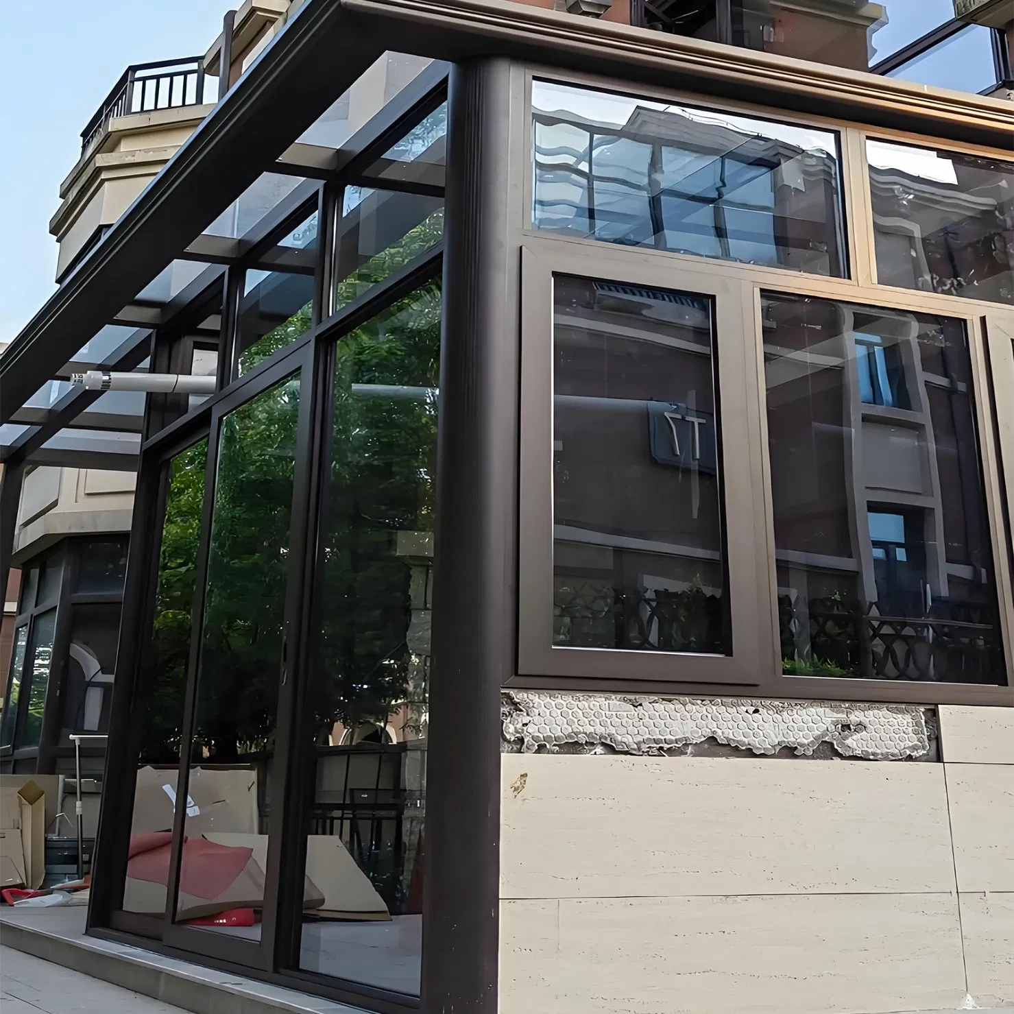 Tempered Glass Roof Aluminum Sunroom for Villa Garden Courtyard Terrace