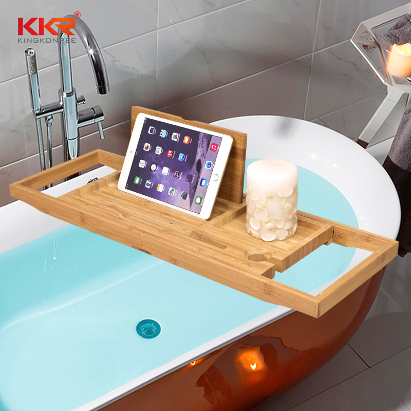 Extendable Adjustable Bamboo Bath Caddy iPad Holder Tray