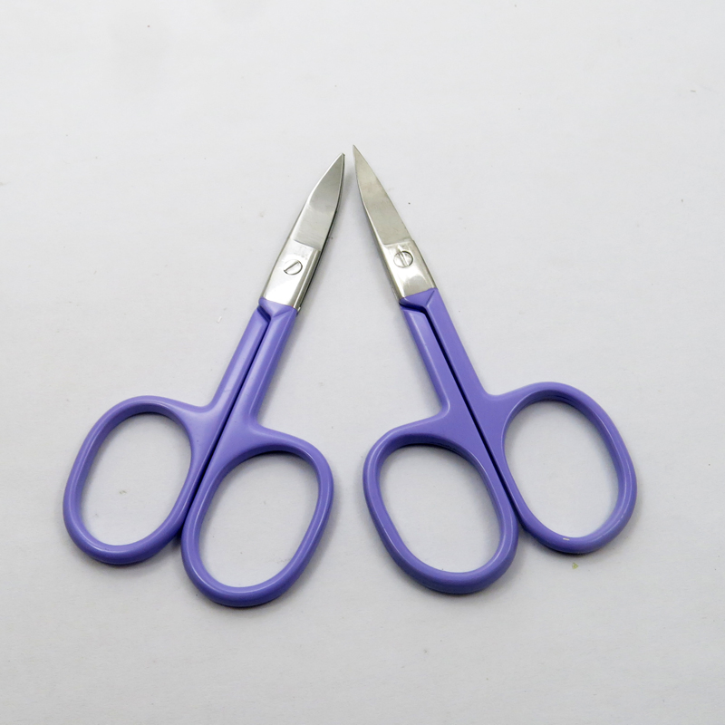 Stainless Steel with Colorful Coated Curved Eyebrow Facial Eyelash Trimming Beauty Makeup Scissors Beauty Tools