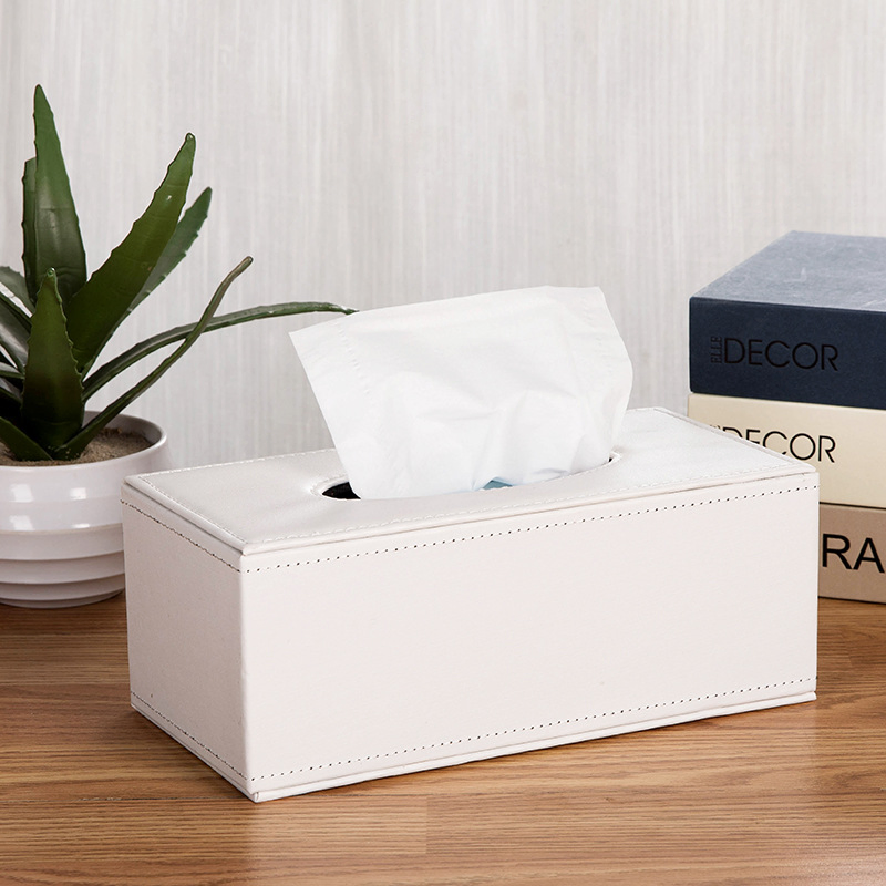 Luxury Design Soft PU Leather Black Napkin Holder Tissue Box
