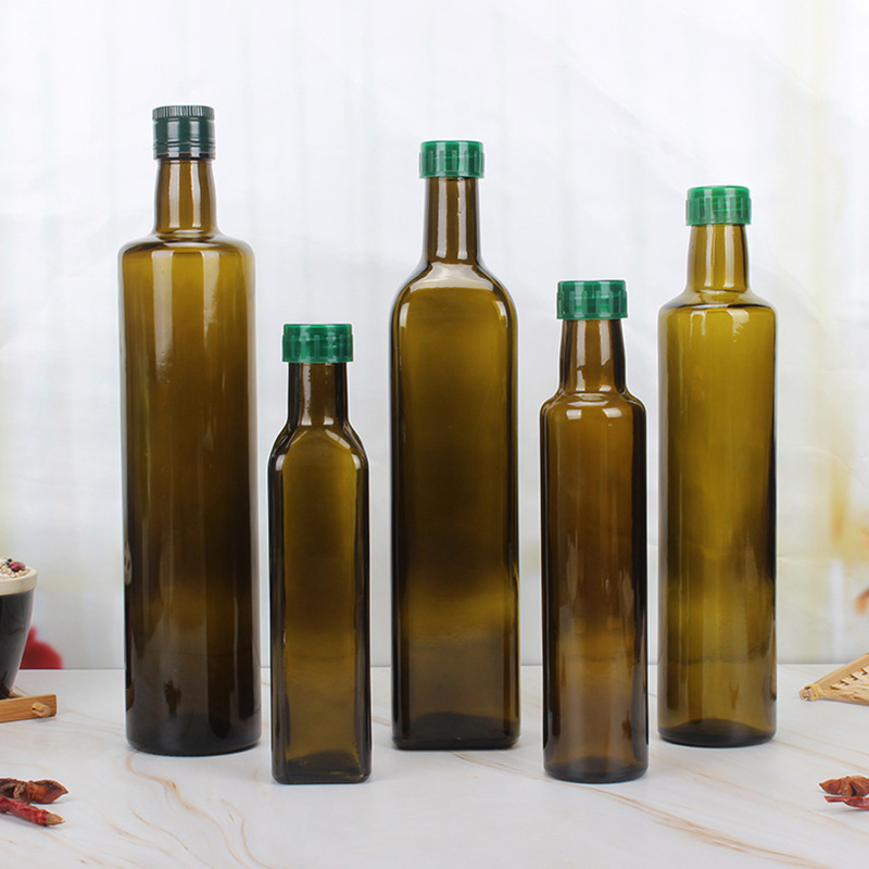250ml 500ml 750ml 1000ml Square and Round Clear Marasca Glass Bottle Olive Oil Bottle