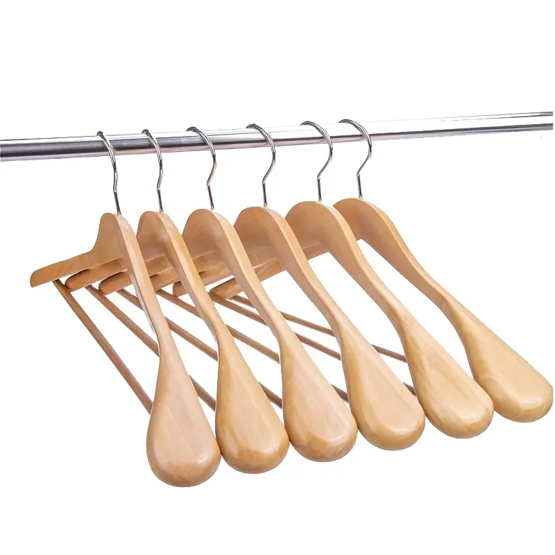 Hotsale Thick Shoulder Wooden Clothes Hanger with Crossbar for Dress