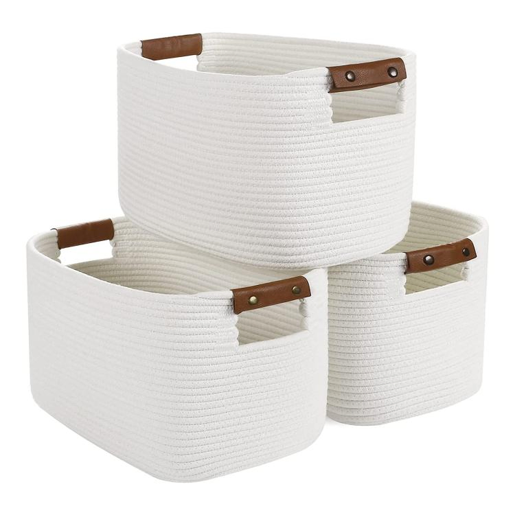 Cotton Rope Storage Basket Decorative Woven Basket Cube Storage