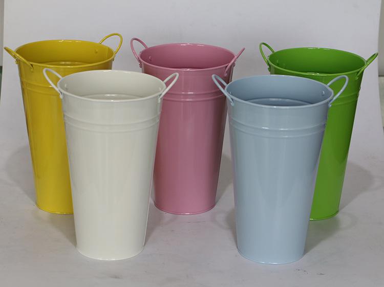 Горшок цветочный металлический круглый античный ведро