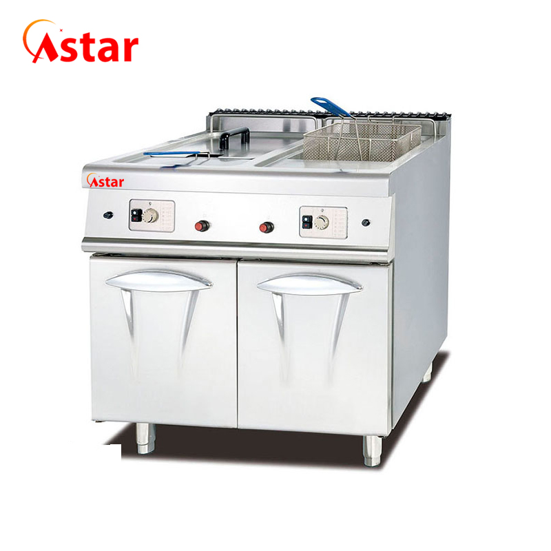 High Quality Electric Fryer with 2-Tank 2-Basket with Cabinet