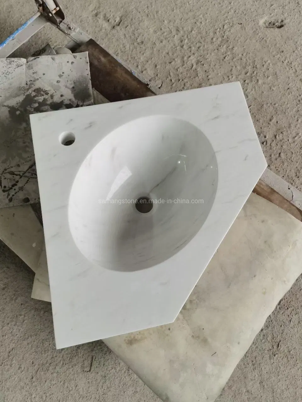Custom Design White Marble Wash Basin for Countertop