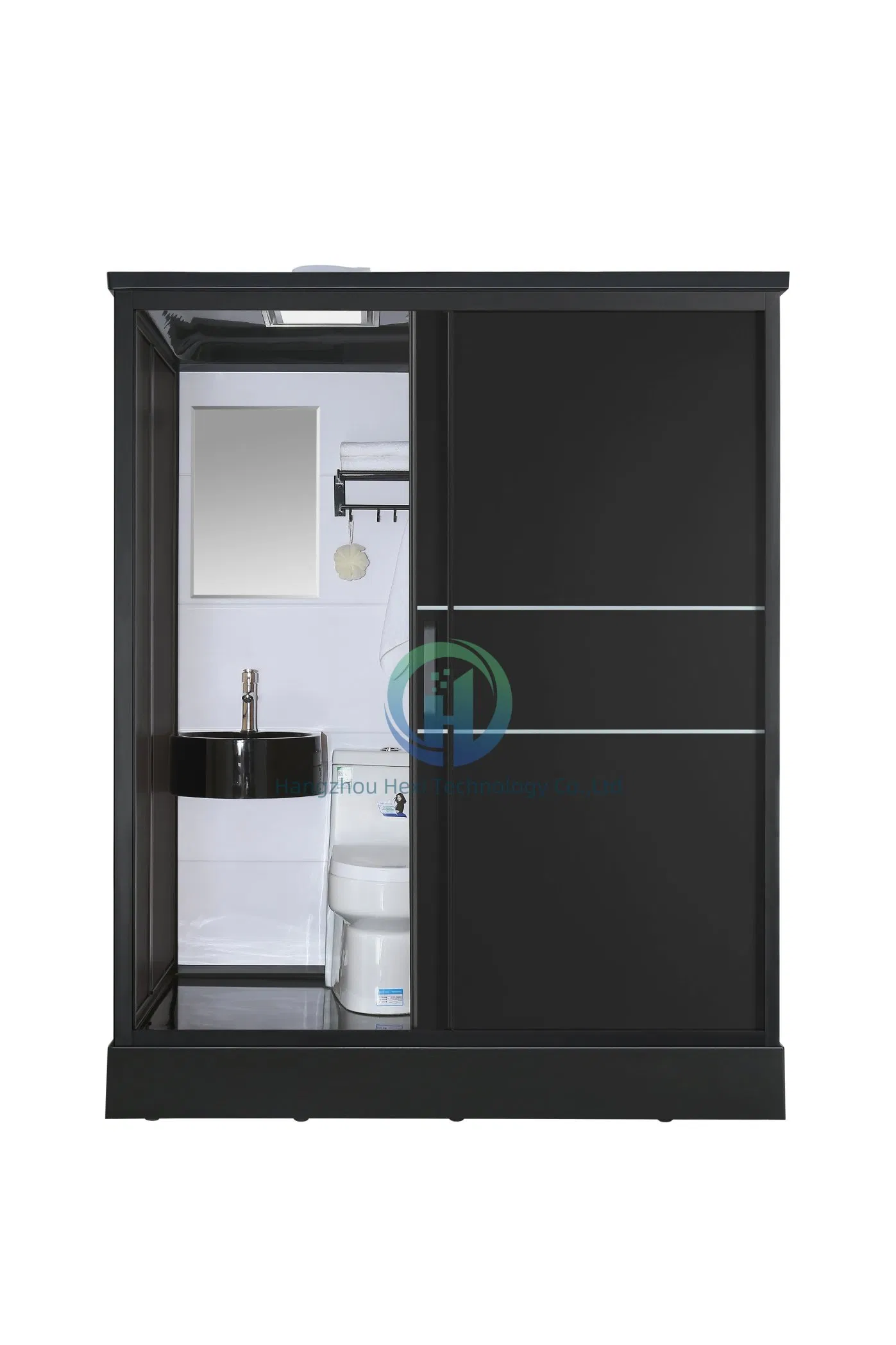 Modern Stylish Black Prefab Bathroom with Toilet for Shower