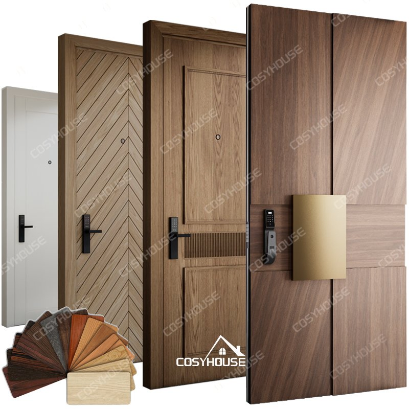 American Standard Black Walnut Solid Wood Exterior Doors External Wooden Pivot Main Door for House Modern Front Entry Doors