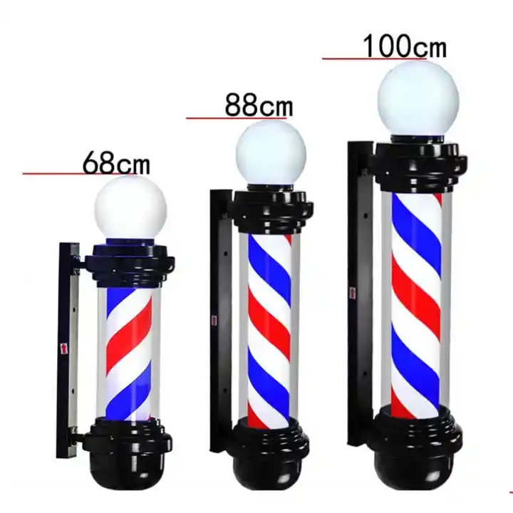 Vintage LED Barber Pole Light with Rotating Illuminated Sign