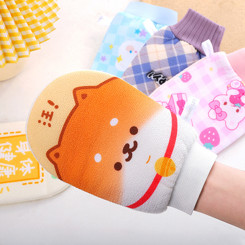Cute Cartoon Bath Gloves Strong Rub Mud Gloves Bath Rub Back Towel