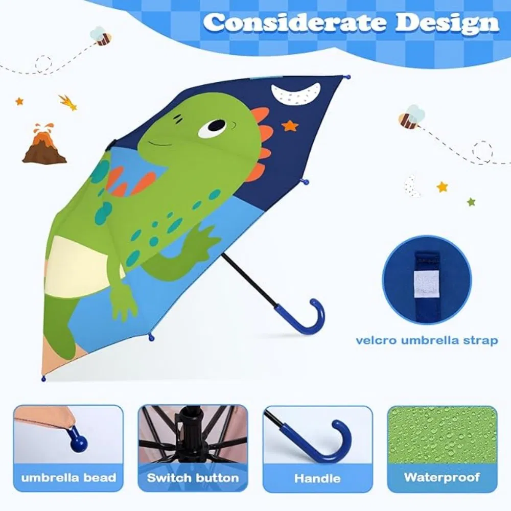 Colorful Kids Folding Umbrella with Windproof Design and Easy-Grip Handle