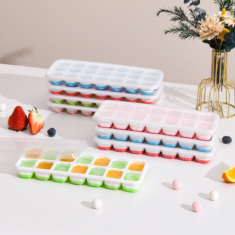 Household Food Grade Silicone Ice Cube Tray Ice Cube Mold with Cover