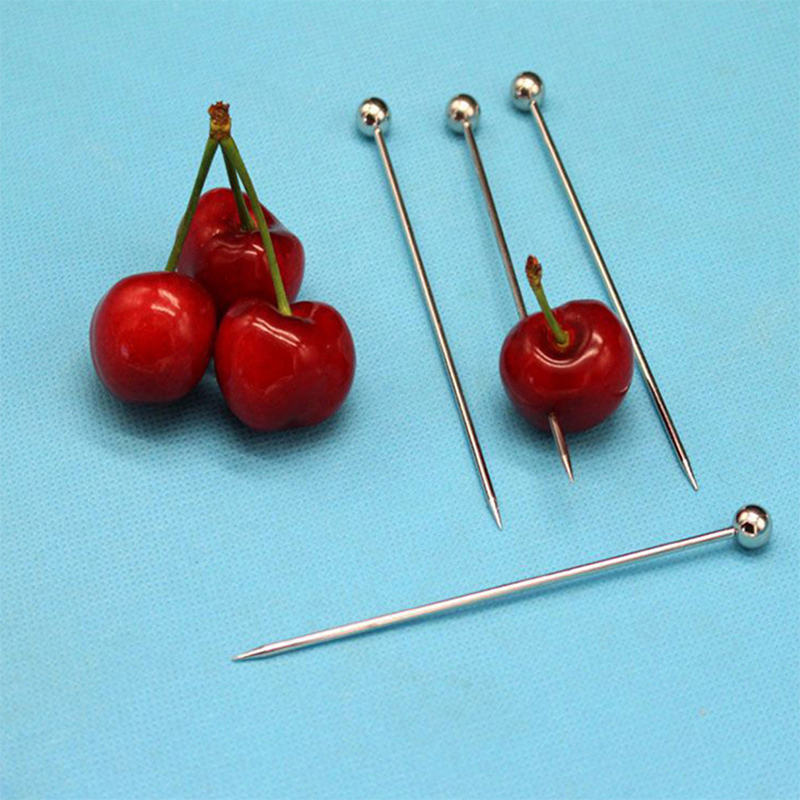 Stainless Steel Custom Fruit Needle Cocktail Bar Sign Drink Pick Spear Party Tools Fruit Needles