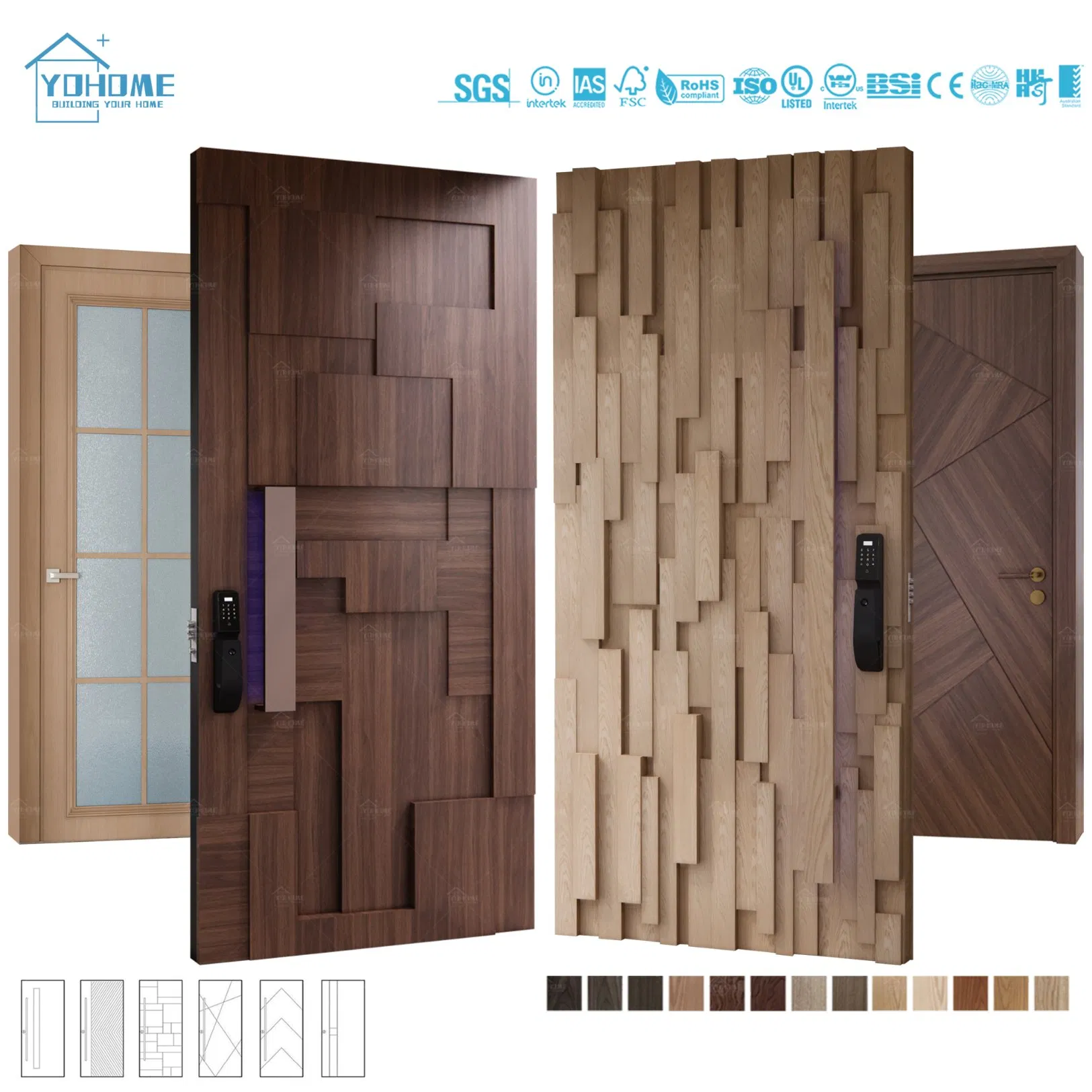 European Top Designer High End Entrance Front Doors for Houses Modern External Front Entry Doors Solid Wood Exterior Pivot Doors