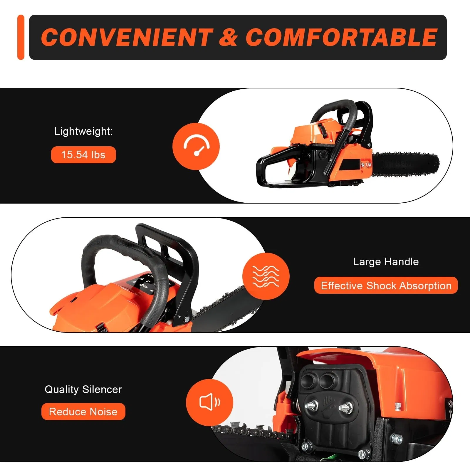 Vevor Gas Chainsaw, 58cc 20" 3.22HP, Gasoline Powered Chain Saw, Handheld Cordless Petrol Chainsaws for Tree Wood Branch Cutting, Tree Trimming, Land Clearing,
