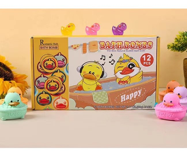 Online Wholesale and Retail Kids Duck Shower Bath Bomb 12PCS 60g Set Natural Moisturizing Bubble Bath Salt Oil-Control Aromatherapy