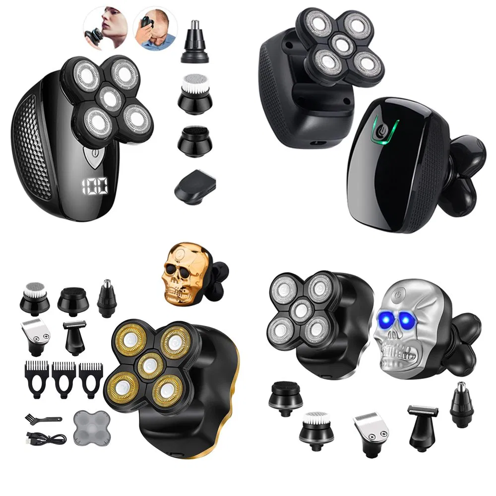 New Arrivals 4D 6 Heads Mens Bald Nose Barber Hair Razor Rechargeable Portable 5 in 1 Mini Waterproof Electric Shavers