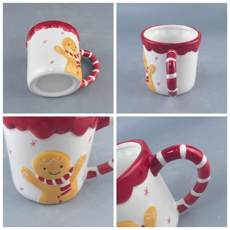 Festive Embossed Christmas Mug with Cute Gingerbread Design