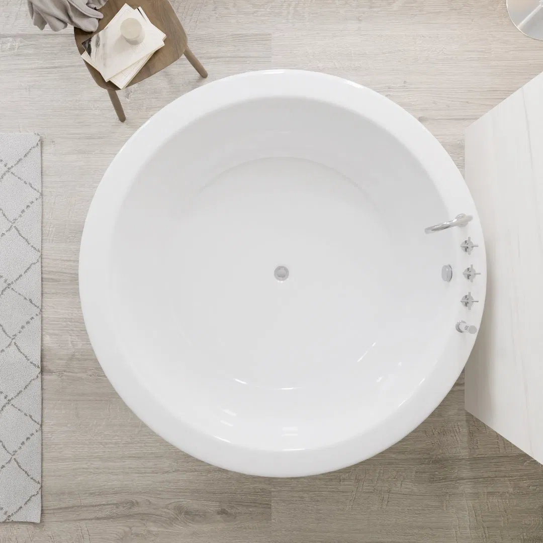 Гладкая акриловая ванна белая круглая