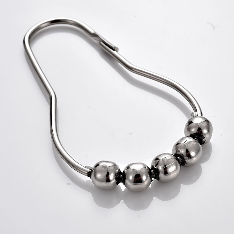 Bathroom Use Stainless Steel Shower Curtain Hooks Rings Hanger 12 PCS Set