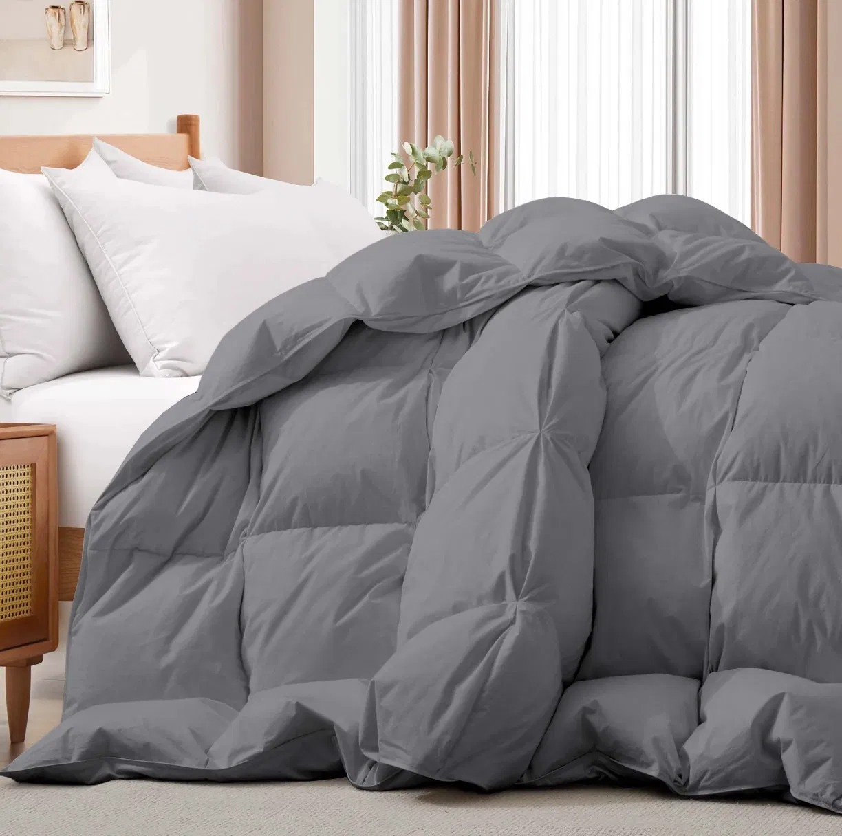 Goose Feather and Down All Seasons Comforter with 100% Cotton Cover