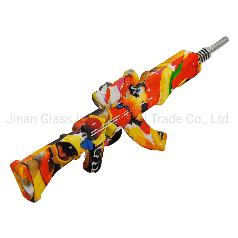 Gun Shaped Water Transfer Printing Silicone Smoking Water Pipe