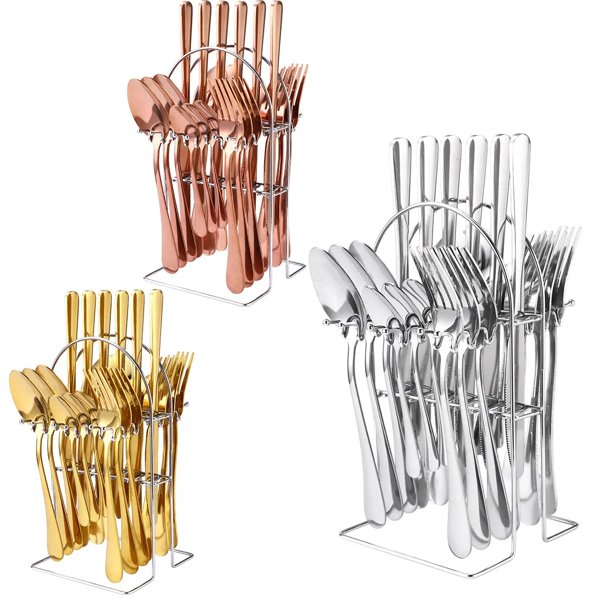 Ready Stock to Ship Luxury Cutlery Sets Royal Knife Spoon Fork Luxury Gold Cutlery Set Luxury 24PCS Stainless Steel Cutlery Sets in Stock