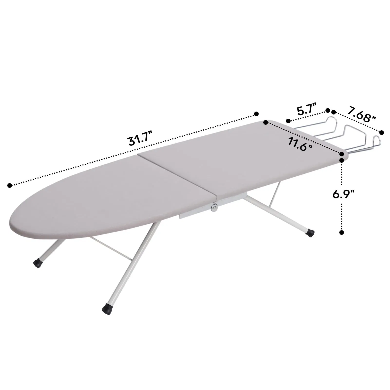 Tabletop Ironing Board Iron Holder Compact Folding Legs Cover Pad Space Saver