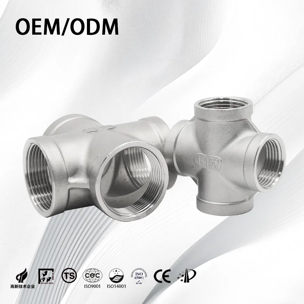 Stainless Steel/Industrial/Customizable Pipe Fittings/Female Threaded/Equal/Reducing/Four Way Cross for Construction