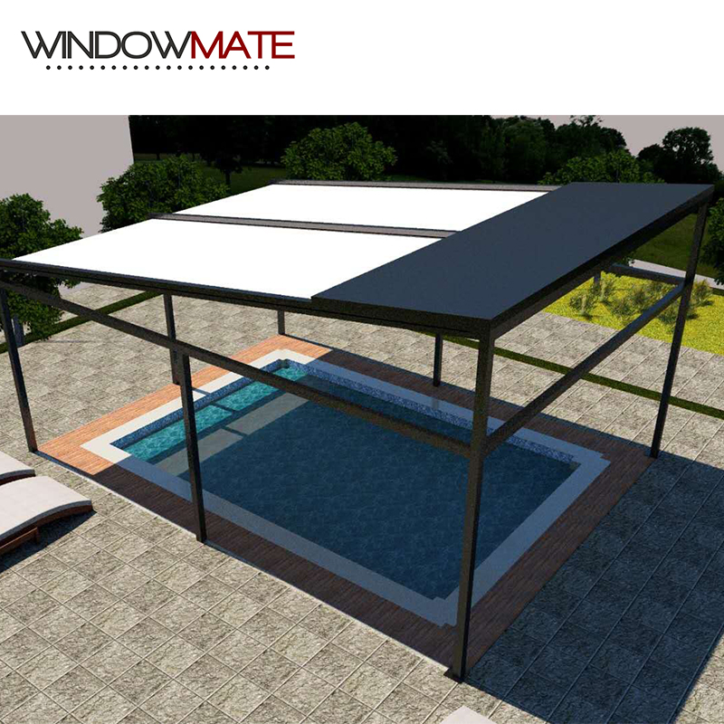 Family Outdoor Lounge Retractable Awning Roof Electric Track Sliding Roof