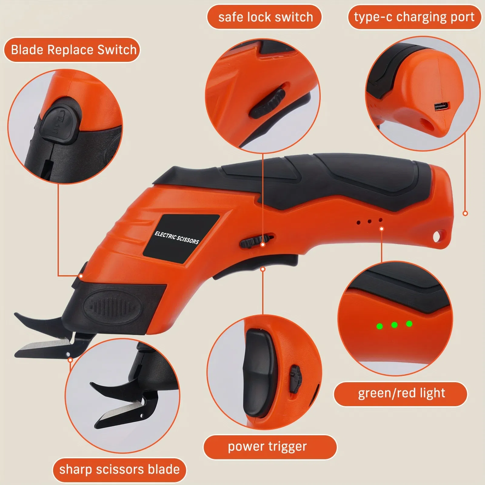 Аккумуляторные электрические ножницы 4V для ткани и картона