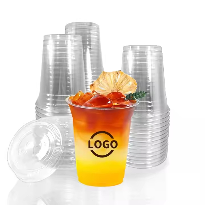 Одноразовые пластиковые стаканы 250 мл с крышкой для напитков