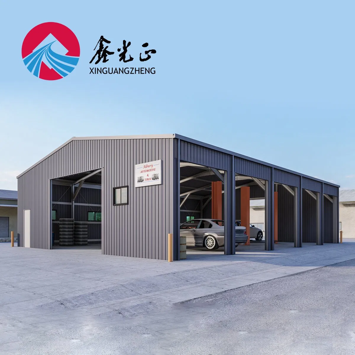 Easy Build Large Span Steel Frame Storage Building Steel Construction Warehouse Metal Shop with Porch